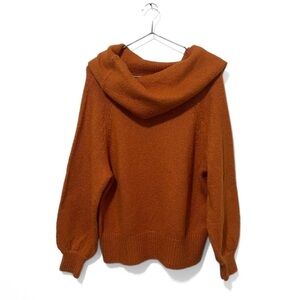 Anthropologie Orange Chunky Knit Soft Cowl Neck Sweater Size XS